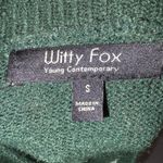 Witty Fox Green Peace Sign Floral Knit Sweater Young Contemporary Size S Photo 2