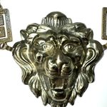 HUGE Lion Medusa Head Gold Tone Vintage Chain Belt Necklace Solid Metal Glam Photo 1