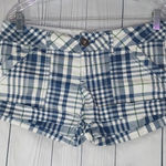 Aeropostale Stretch Plaid Blue and White Women's Y2K Shorts Photo 0