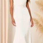 Lulus Eternity Together White Satin Halter Mermaid Maxi Dress Size L Size L Photo 0