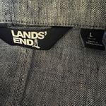 Lands' End Cinch Waist Utility Jacket Womens L Blue Linen Chambray Button Up Photo 2