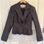 Trina Turk  Pinstripe Fitted Blazer Jacket Size 4 Two Button Career Workwear Photo 0