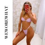 We Wore What Ruched Daisies Bikini Lilac Floral Medium NWT Photo 2