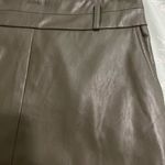 Olive Green Leather Midi Pencil Skirt Sz 8 Brown Photo 1