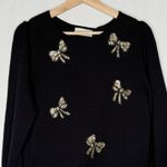 VTG Vivanti Black Sweater‎ Sequined Gold Bows Womens M/L READ for SIZE Glam 80s Photo 1