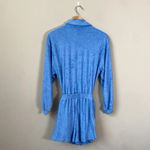 Princess Polly  Long Sleeve Collared Terrycloth Romper Women's 2 Blue Beach Swim Photo 5
