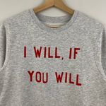 Zoe Karssen KARSSEN “I Will, If You Will” Boyfriend Oversized Grey Graphic Sweatshirt NEW Photo 2