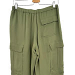 Theory Green Cropped Straight Fit Cargo Utility Silk Pants Size Small Photo 6