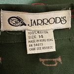 Vintage Jarrod’s Rayon Equestrian Print Button Down Shirt Green Blouse size 14 Photo 2
