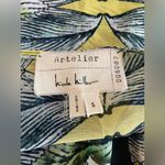 Nicole Miller Atelier Green Yellow Unique Sleeveless Muscle Floral Blouse S Photo 3