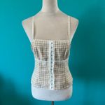 Reformation  Nadine Top Brown Plaid Smocked Square Neck Corset Style Size 4 Photo 2