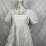 Madewell Petite Poplin Puff-Sleeve Tiered White Babydoll Mini Dress Size 4 Photo 10