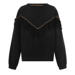 Hayley Menzies Ada Suede Black Fringe Sweatshirt Black Sz Medium Photo 1