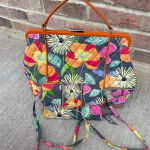 Vera Bradley Jazzy Blooms Purse Handbag Leather Handle Kiss Lock Closure Wallet Photo 7