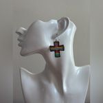 Charter Club Multicolor Cross Earrings NEW 1.5” Red Photo 1