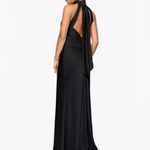 XScape  Black Halter Neck Satin Sheath Gown Dress Photo 2