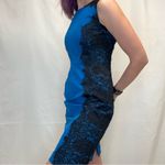 Brand Unknown Women's Mini Sleeveless Fitted Dress S SM Small Blue Black Lace Photo 1