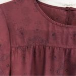 Downeast  3/4 Sleeve Maroon Floral Blouse. Size Small. EUC Photo 3