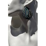 Vintage Women’s Leaf Shell Detail Earrings Dangle Drop Blue Silver Boho Western Photo 0