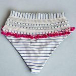 Tularosa  Nina White Striped Hot Pink Pom Pom Bikini Bottom Size Small Photo 6