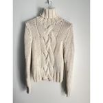 J.Crew  100% Wool Aran Style Cable Knit Fisherman Hand Knit Turtleneck Sweater M Photo 1