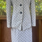 Oleg Cassini Women's Vintage Polka Dot Suit Skirt And Jacket Size 6 Photo 0