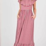 Striped Ruffle Top Maxi Dress Red Size L Photo 0