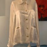 J.Crew NEW White Silky Size 2X Blouse Top Gold Buttons Photo 0