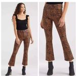 7 For All Mankind NWT Leopard-Print High-Rise Slim-Fit Kick Flare Jeans Photo 1