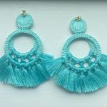 Handmade NWOT {Never Worn} Turquoise Woven Tassel Earrings Super Cute Photo 1