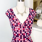 Polka Dot Blouse V Neck Short Sleeve Shirt Red White Black Medium Photo 2
