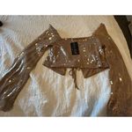 Say What? NEW Nite Out by Say What SEQUIN LONG SLEEVE TIE FRONT CROP TOP S Photo 1