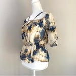 Anthropologie NWT Let Me Be Off The Shoulder Sheer Blouse Tan Yellow Beaded XS Photo 6