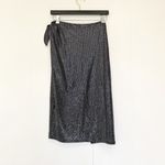 ALL SAINTS Allegra Shimmer Side Tie Wrap Midi Skirt Black 8 Photo 5