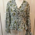 7 For All Mankind NWT Floral Eyelet Peplum Long Sleeve Shirt Size M Photo 1