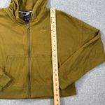Nike Cropped Full Zip Hoodie Jacket Women's Small Olive Green Pocket Active Photo 4