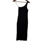 ZARA Ribbed One Shoulder Bodycon Midi Dress Stretch Slimming Small Black #3675 Photo 4