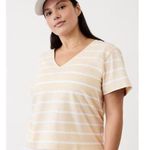 Athleta S Essential V Neck Tee Winona Dune Stripe Small Photo 0