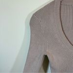 Abercrombie & Fitch ✨ Scoop Neck Ribbed Knit Sweater Tan Neutral Small Photo 4