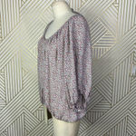 NSF Silk Floral Printed Balloon Sleeve Top Red Green Size US XS‎ Photo 5