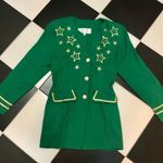 Vintage 80s Bachio Embroidered Stars Long Blazer Jacket Ringleader Leprechaun M Green Size M Photo 0