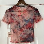 superdown NWT Floral Simona Sheer Top - Pink and Blue Photo 4