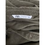 ZARA  Olive Green Tiered Mini Dress Corduroy Collared Long Sleeve – Size M Photo 6