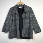Chico's Lightweight Crinkle Open Jacket Blazer Black White Herringbone 2 L 12 Photo 0