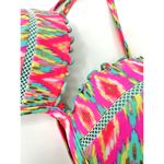 SHADE & SHORE Push Up Halter Pink Ruffle Bikini Top Bra Swimsuit Strappy 34B NEW Size M Photo 1