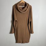Gap  Ribbed Cowl Neck Sweater Mini Dress Women's Large Brazen Brown Cozy Knit Photo 5
