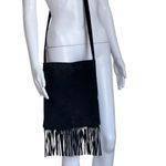 Black Suede Fringe Crossbody Bag Purse Photo 1