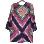 Sequin Hearts  Dress Womens Small Boho Bell Sleeve Tunic‎ Mini Colorful Photo 1