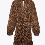 ZARA NEW Ruched Animal Snake Print Mini Dress Photo 7