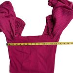 Urban Outfitters Women's Puff Sleeve Crop Top Size M Hot Pink Stretch Knit Photo 8